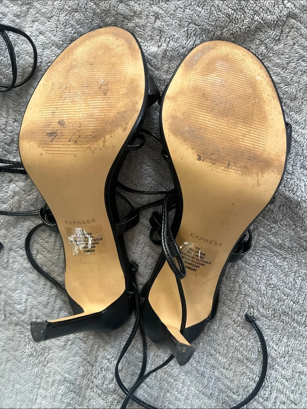 Express Classic Black Long Lace-Up Night Club Chic Sandals Women's Size 10